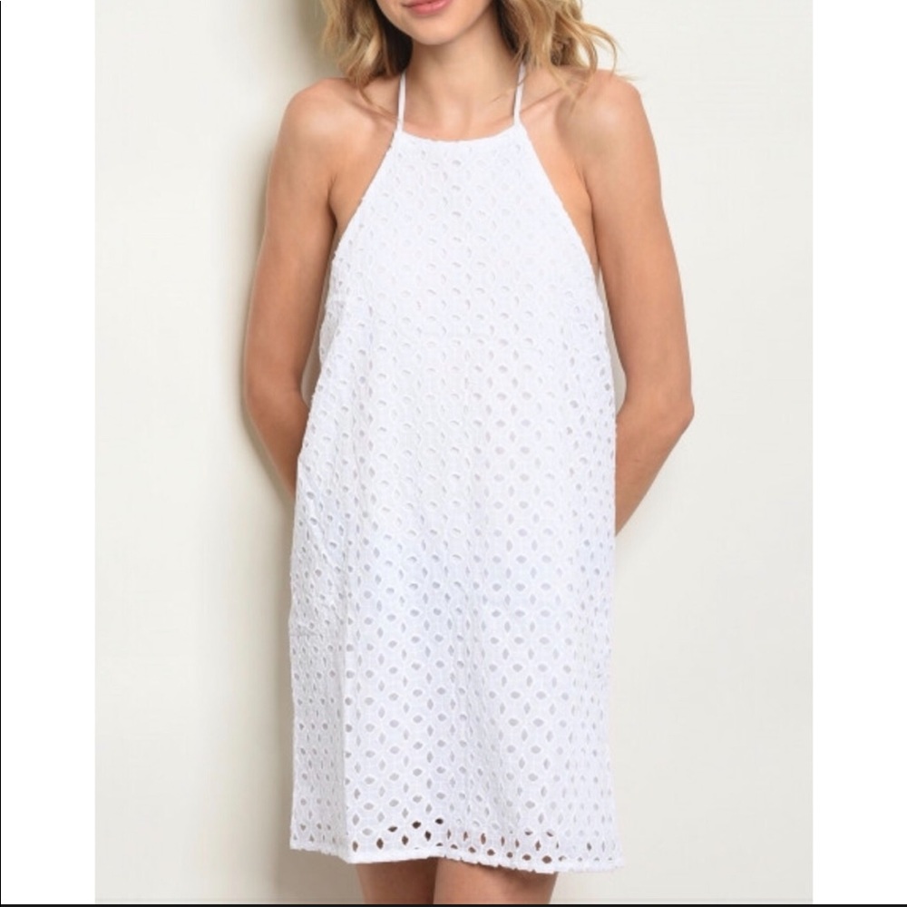White Halter Mini Cut Out Dress by Honey Punch
